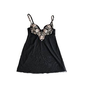 goth mesh embroidered slip dress